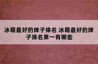 冰箱最好的牌子排名 冰箱最好的牌子排名第一有哪些